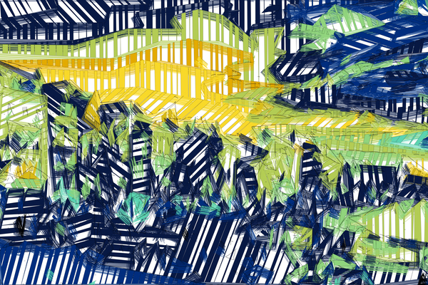 Abstract Shapes Blue Yellow  by PWA