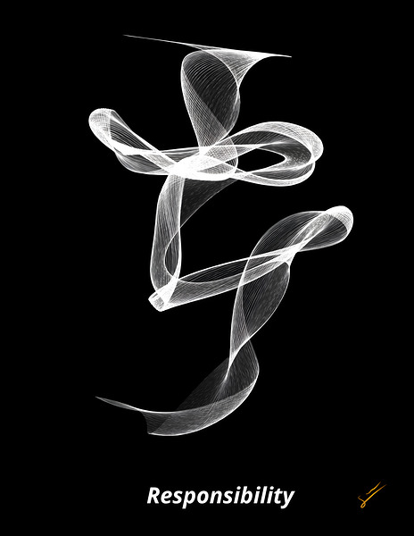 Responsibility - 8- Multidimensional Asian Calligraphy by Mike Cecotka