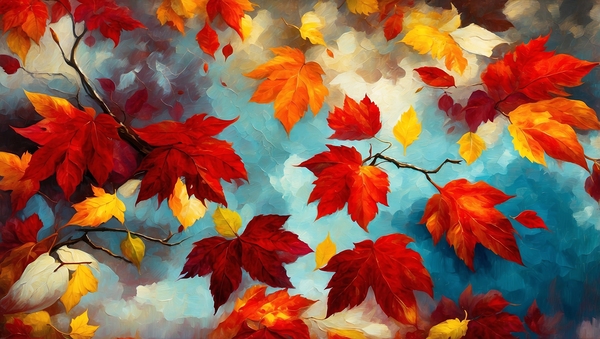 Red Autumn in Impasto 6 Print