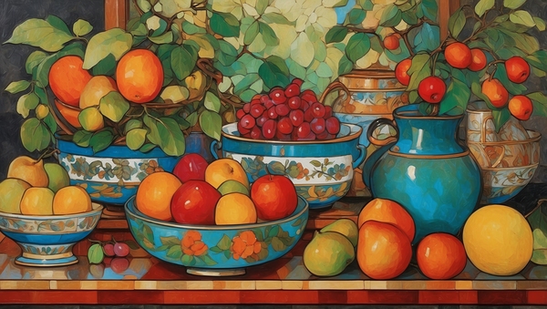 Still Life in Cloisonné style Print 3 Print