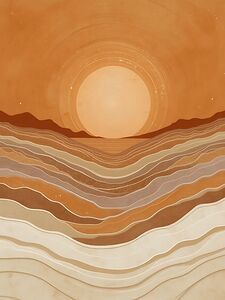Boho Neutral Sunset Landscape