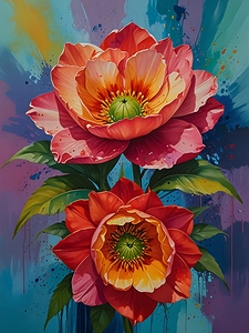  Bold Floral Splash - Vibrant Peonies Artwork