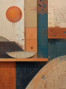  Terracotta Blue Minimalist Art