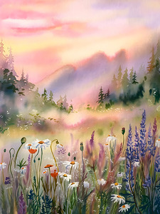  Wildflower Meadow at Sunset