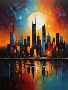  Vibrant Sunset Skyline Art