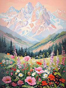Majestic Mountain Wildflower Landscape