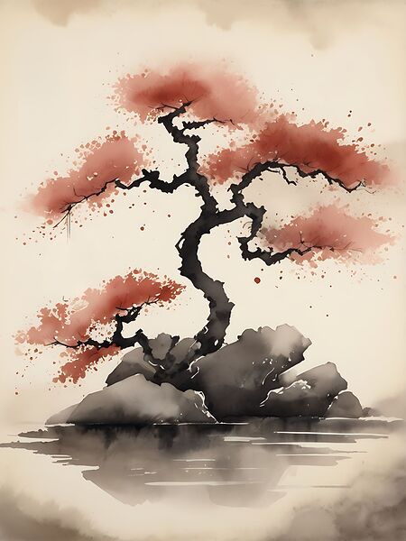 Japanese Bonsai Tree Wall Art  by Chic Art
