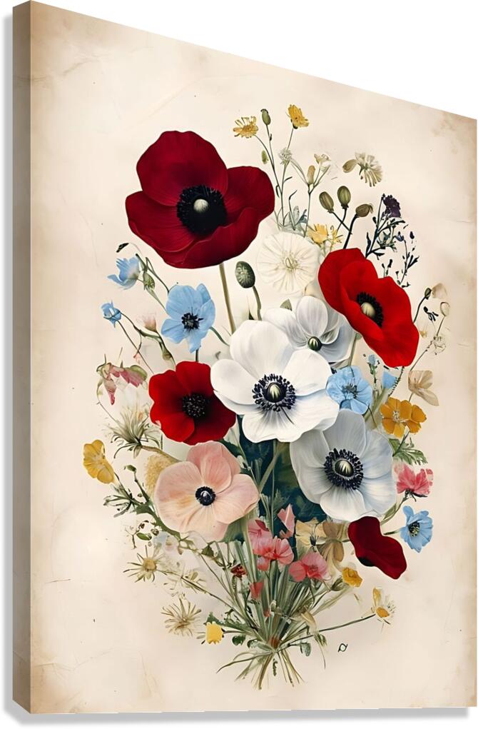  Botanical Flower Bouquet Canvas Print