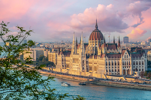 Budapest parliament at sunset