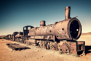 Train cemetery in Uyuni Bolivia