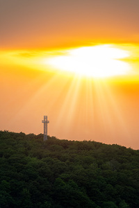 Heavenly light on the cross of Mont Royal Montreal