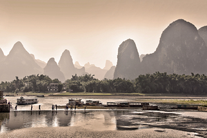 Sunset on Li river Guilin China