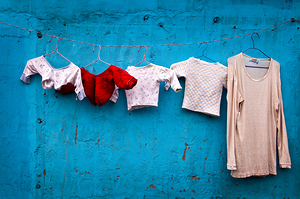 Urban laundry street scene in Shanghai China