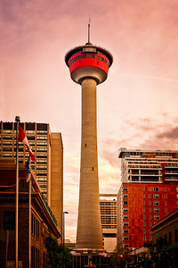 Calgary tower at sunset