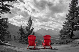 Best view in Banff chairs on Tunnel mountain