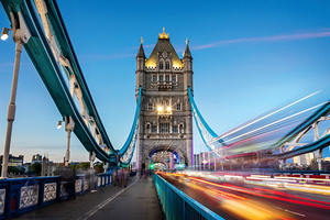 On the Tower Bridge at night London