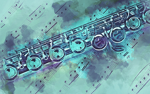 Blue flute watercolor