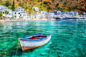 Scenic village of Loutro Crete island Greece