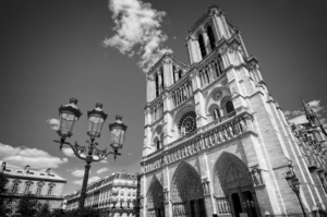 Notre Dame black and white