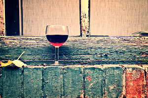 Forgotten glass of wine party in Paris