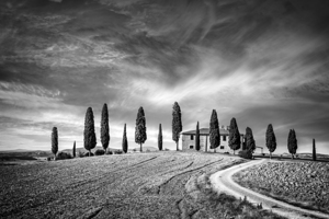 Iconic tuscan farm landscape - Black and white