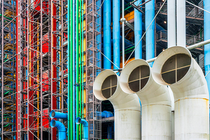 Pipes and tubes at Centre Pompidou - or Beaubourg - in Paris