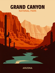 Grand Canyon National Park vintage travel poster