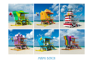 Lifeguard huts of Miami Beach Florida