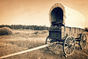 Covered wagon wild west pioneer
