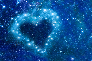 Romantic night heart in a starry sky