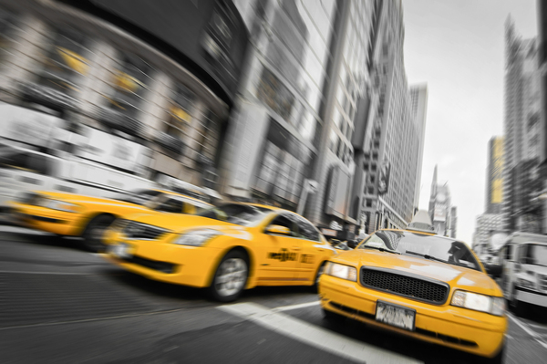Yellow taxis in Manhattan New York City by DELPHIMAGES