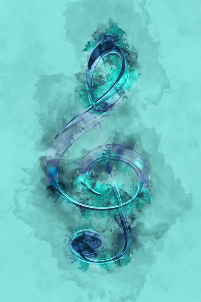 Music treble clef watercolor Print