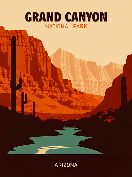 Grand Canyon National Park vintage travel poster Print