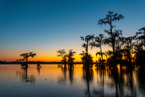 After sunset Lake Martin Breaux Bridge Louisiana Print