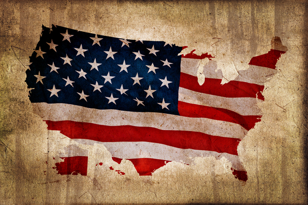 American flag textured map by DELPHIMAGES