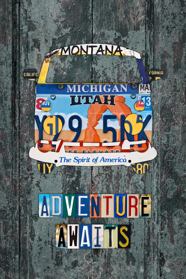 Vintage bus license plates Print