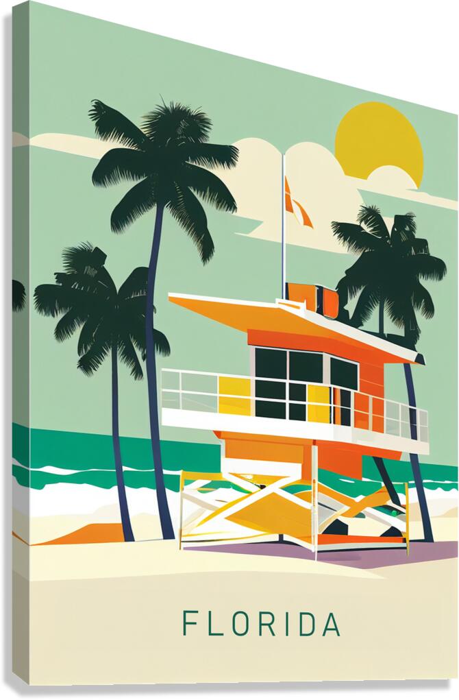 Florida beach travel vintage poster Canvas Print