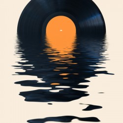 Vinyl record sunset