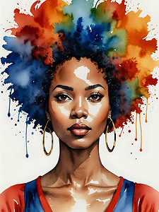 Vibrant Watercolor Womans Portrait 3