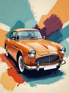 Vintage Classic Orange Car 2