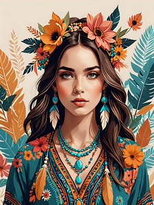 Bohemian Womans Portrait | Vintage Art 2