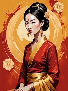 Thai Woman portrait 4 | Luxurious Red and Gold