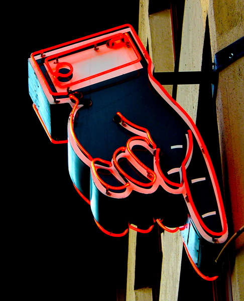 Neon Hand Pointing Down Print