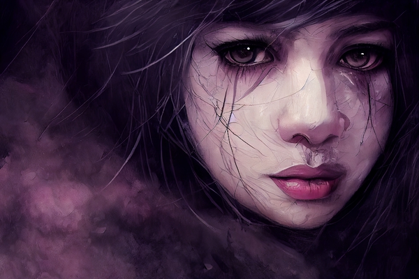 Emotion Wheel Purple: Sad Face by Cyberimpressions LLC