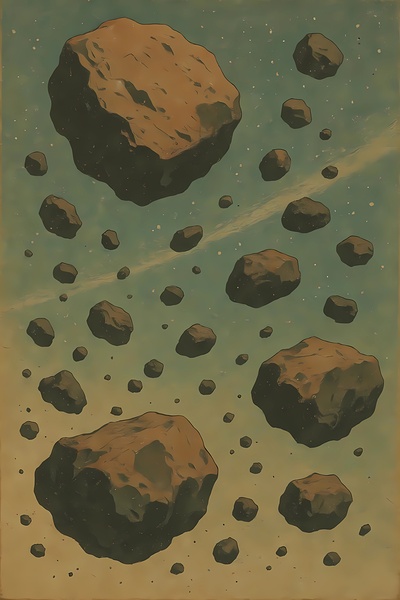 Retro Space Rocks Celestial Canvas Print by Artful Vision