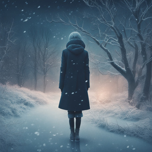 Winter Night Cold Freezing Frosty Surreal Style