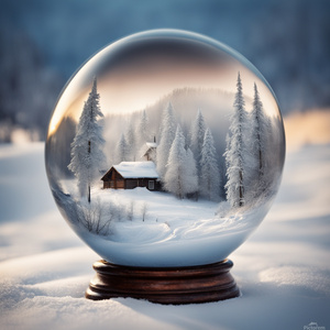 Fantastic winter landscape in a glass ball