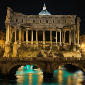 Bioluminescent night rome in rome ancient rome  Dali style