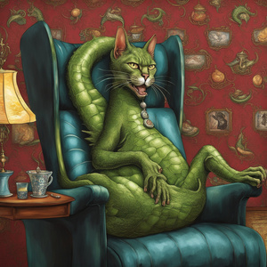 Kicked back in my recliner with a glass of tequila and lime. Trying to relax as a series of thoughts dance around my head. The wall paper behind me has had better days and my cat sits lovingly on my lap with my dragon curled around my chair. Dali style