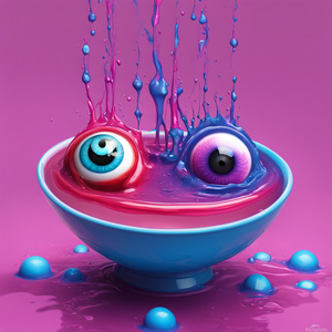 Eyeballs soup lava water splash purple pink blue